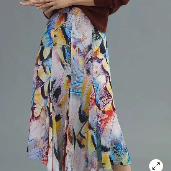 Anthropologie A-Line Neutral Motif Midi Skirt Size 2 - Picture 2 of 13